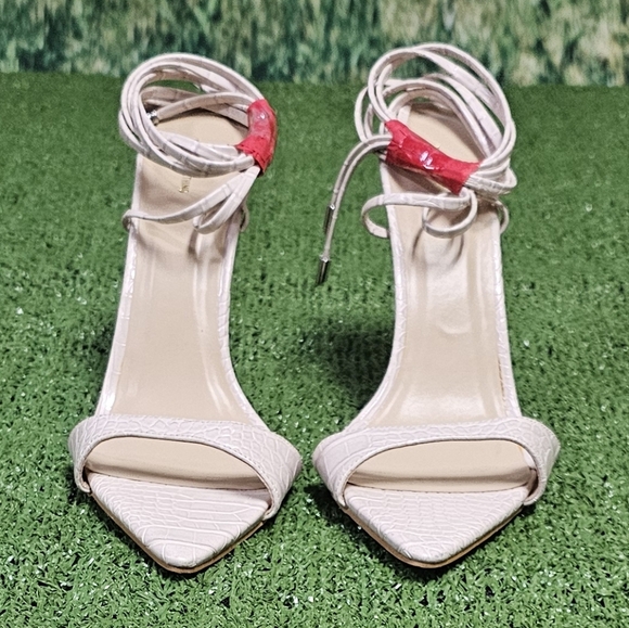 PRETTYLITTLETHING | CROC EMBOSSED HIGH ANKLE/CALF LACE STILETTOS - Picture 8 of 16